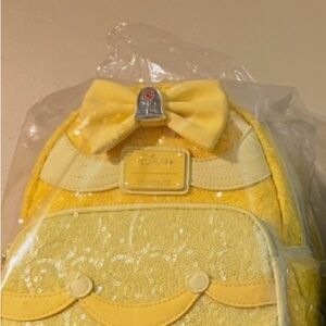 Loungefly Belle Sequin Princess Bow Mini Backpack